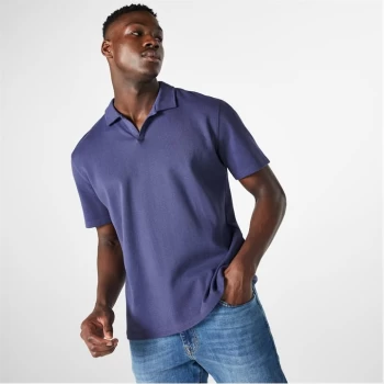 Image of Jack Wills Open Neck Waffle Polo - Blue