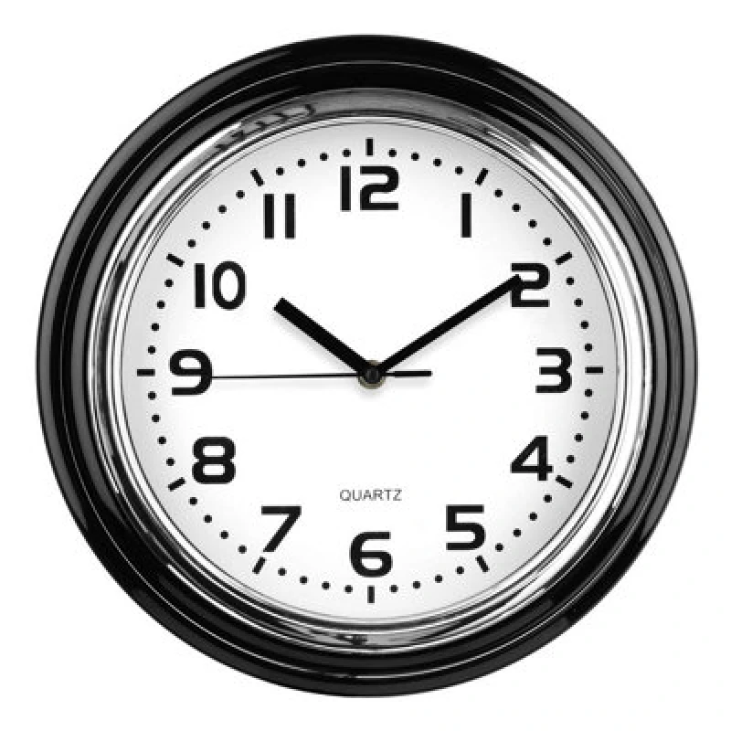 Image of Premier Housewares Interiors by Premier Chrome Finish Plastic Wall Clock Black