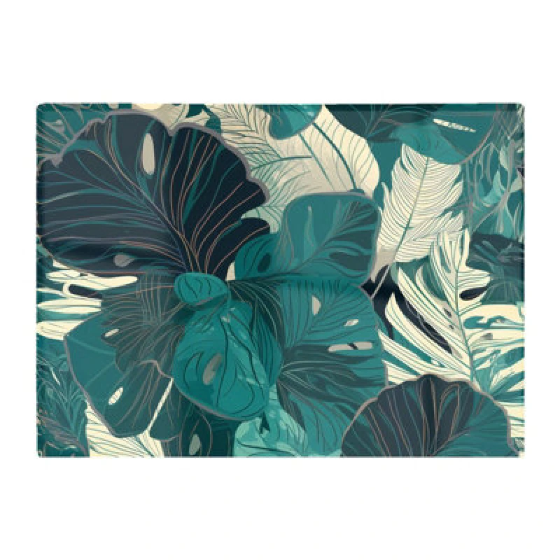 Image of Warren Reed Designer Tropical Green Leaves Glass Chopping Board