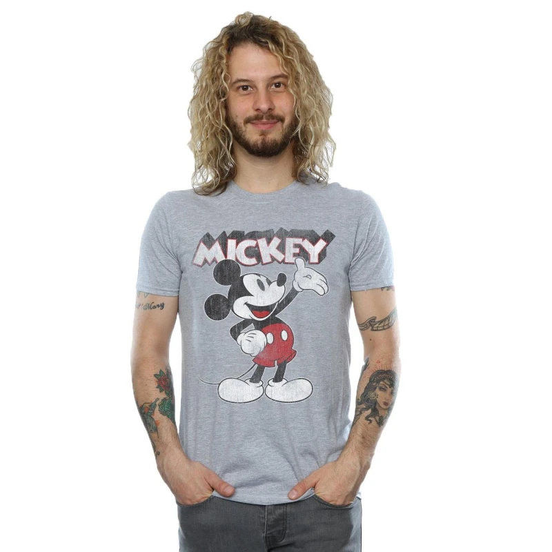 Image of Disney Men Mickey Mouse Presents T-Shirt in Grey Size: Small Grey S Male 5057245610650