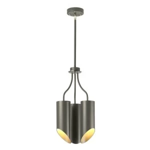Image of 3 Light Multi Arm Ceiling Pendant Dark Grey Polished Nickel, E27