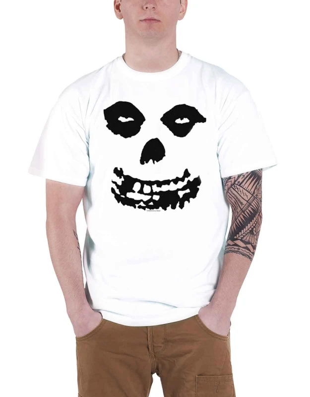 Image of Misfits Jurek Skull All Over Print T Shirt White unisex
