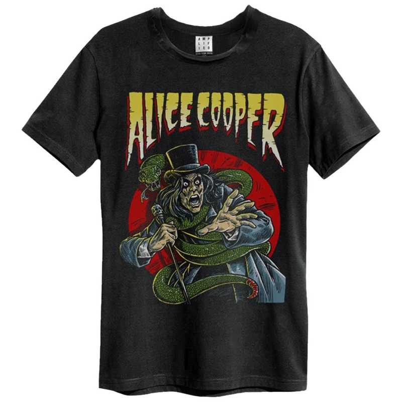 Image of Amplified Amplified Men With Snake Alice Cooper T-Shirt in Black Size: X-Small Black XS Male 5063852070442
