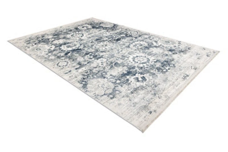 Image of RugsX Distin 0822A Navy Blue / Blue / White Modern Carpet - Rosette, Vintage 80X150 Cm