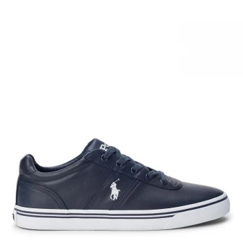 Image of POLO RALPH LAUREN Leather Hanford Low Top Trainers - Newport Navy