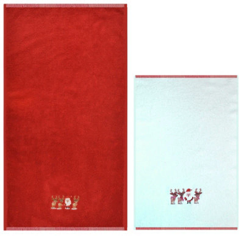 Image of Allure Bath Fashions Christmas Santa Hand & Tea Towel Set - 2 Pack Red unisex
