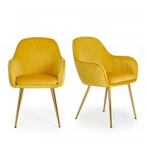 Image of Laila Set of 2 Dining Chairs Yellow