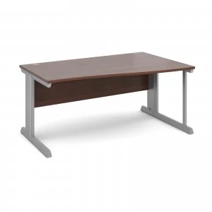 Image of Vivo Right Hand Wave Desk 1600mm - Silver Frame Walnut Top