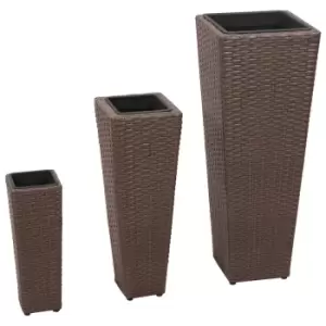 Image of VidaXL Garden Raised Beds 3 pcs Poly Rattan Brown