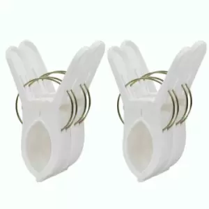 Image of Jvl Large Clamp Clip Beach Towel Pegs, Pack Of 4 - White