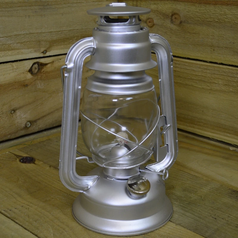 Image of 12" Paraffin Hurricane Camping Lantern Light - Silver