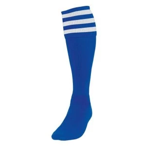 Image of Precision 3 Stripe Football Socks Royal/White - UK Size 3-6