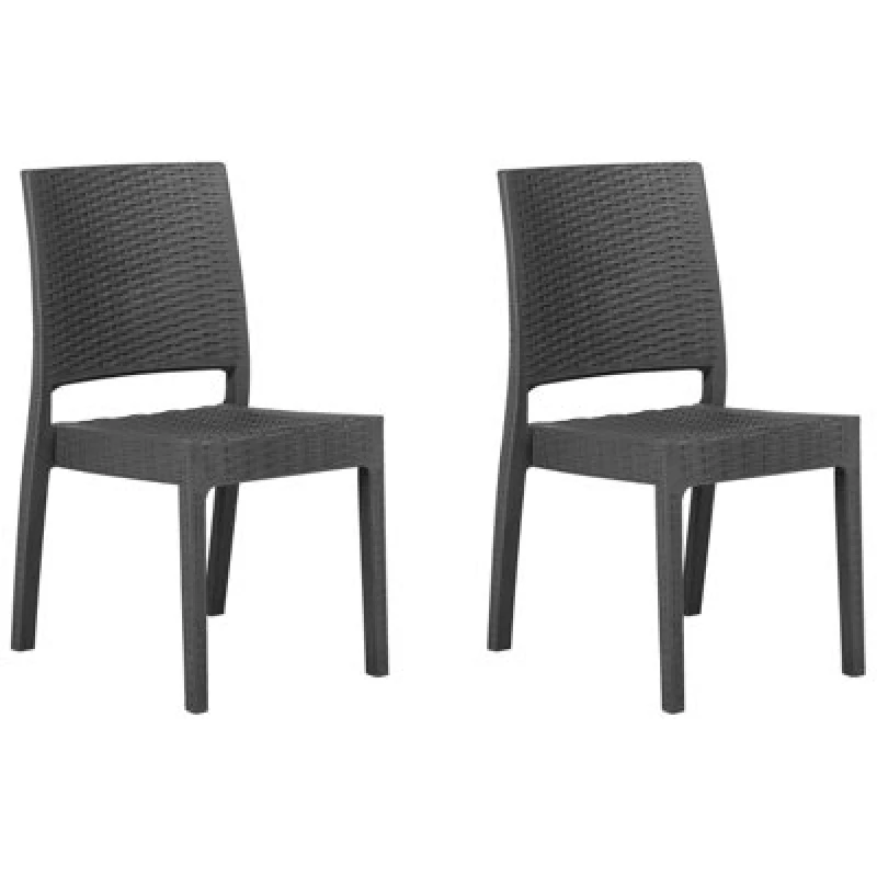 Image of Beliani Set Of 2 Garden Chairs Fossano Synthetic Material Graphite Grey