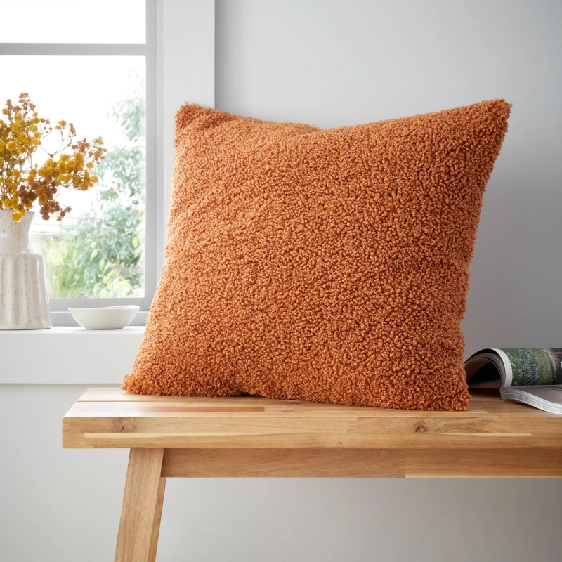 Image of Catherine Lansfield So Soft Velvet Boucle Cushion Cushions 45x45cm Brown 42494590045