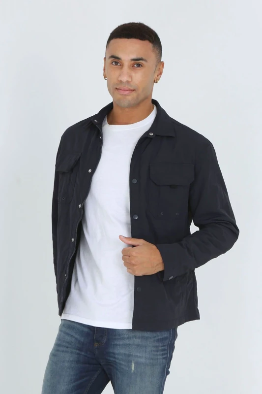 Image of Brave Soul Lightweight Shacket Navy male
