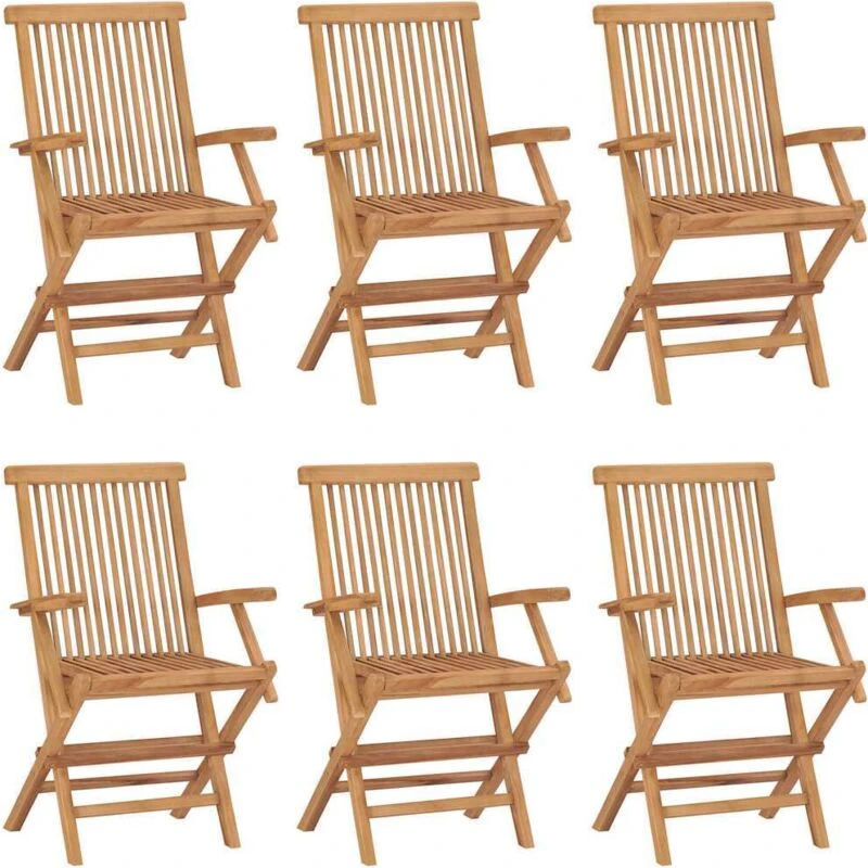 Image of VIDAXL Folding Garden Chairs 6 pcs Solid Teak Wood Vidaxl 8720286818930