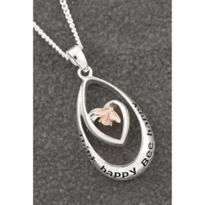 Image of Teardrop Two Tone Message Necklace Happy