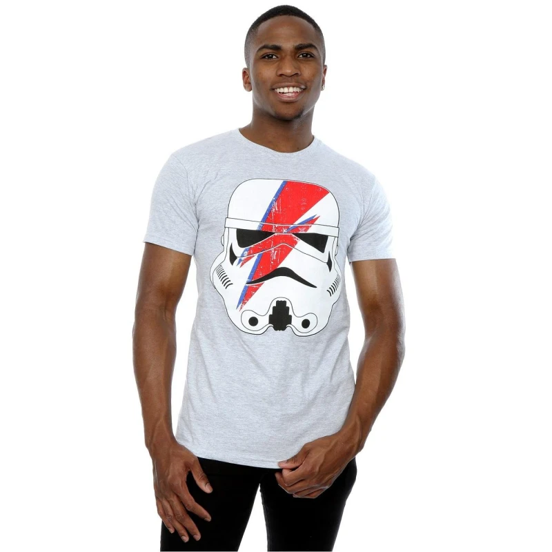 Image of Star Wars Star Wars Men Stormtrooper Glam Lightning Bolt T-Shirt in Grey Size: Small Grey S Male 5057068008429