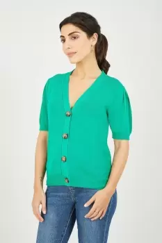 Image of Green Short Sleeve Knitted Cardigan