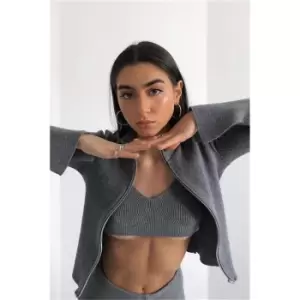 Image of I Saw It First Charcoal Petite Fine Knit Bralet - Grey