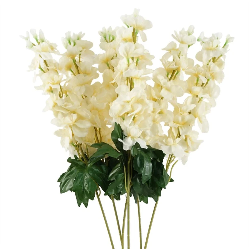 Image of Leaf High-Quality 6pk 75cm Cream Delphinium Artificial Stems