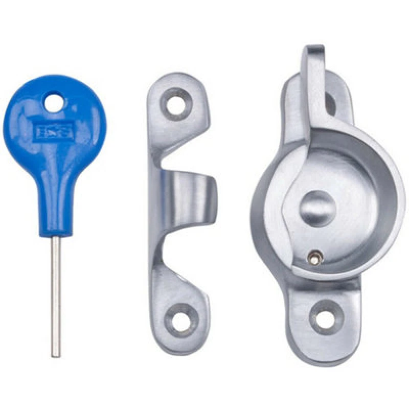 Image of Loops Locking Fitch Pattern Sash Window Fastener 49mm Fixing Centres Satin Chrome Multi unisex