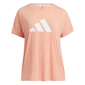 Image of adidas 3-Stripes Training T-Shirt (Plus Size) Womens - Ambient Blush / White