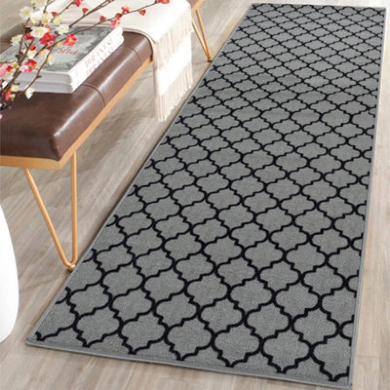 Image of Smart Living Trellis Heavy Duty Machine Washable Hallway Kitchen Non Slip Door Mat Grey