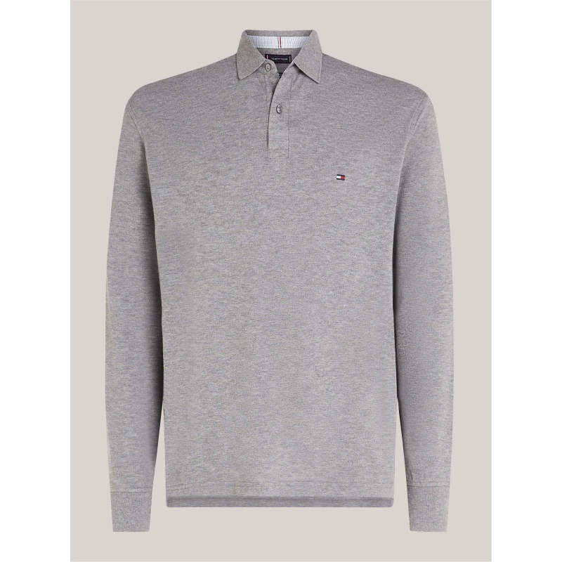 Image of Tommy Hilfiger 1985 Long Sleeve Polo Shirt Medium Grey P91 male S