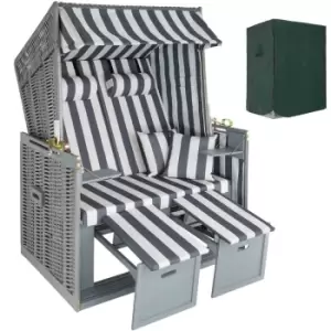 Image of Tectake Beach Chair With Cushions - Grey