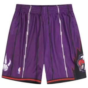 Image of Mitchell And Ness Nba Toronto Raptors Swingman Shorts, Purple White, Male, Shorts, SMSHGS18255-TRAPURP9