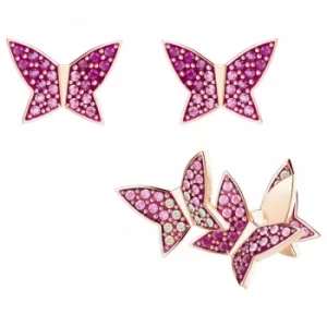 Image of Ladies Swarovski Rose Gold Plated Lilia Butterfly Stud Earrings Set