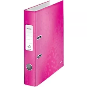 Image of Leitz 180° WOW Lever Arch File 52mm Laminated Cardboard A4 Pink