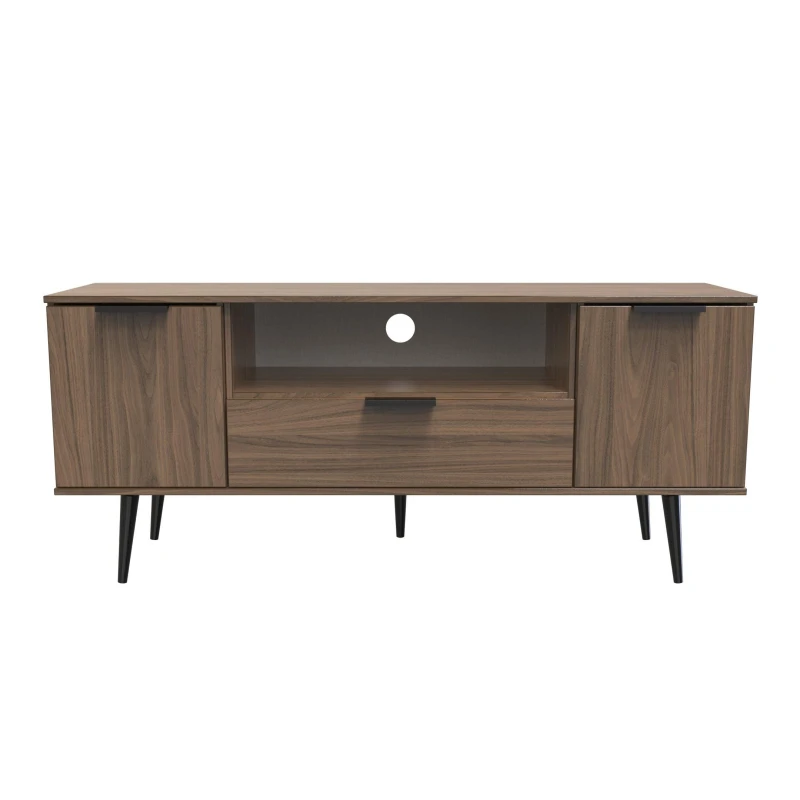Image of Fuji 2 Door 1 Drawer Wide TV Unit In Carini Walnut (Ready Assembled)