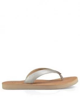 Image of UGG Tawney Metallic Flip Flop Shoes Silver Size 6 Women