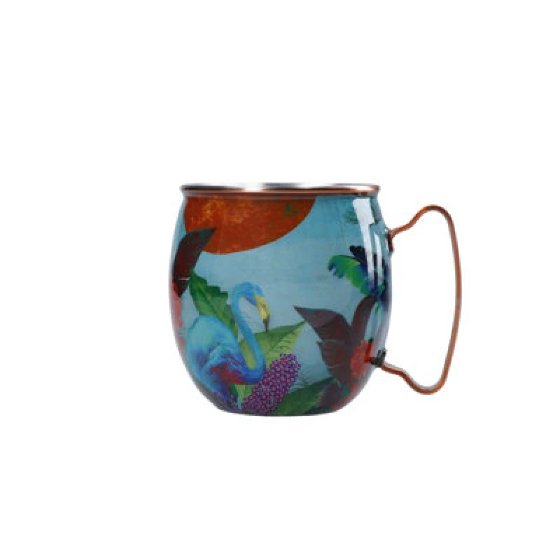 Image of Mikasa Sarah Arnett Stainless Steel Moscow Mule Mug, 450ml Flamingo Blue