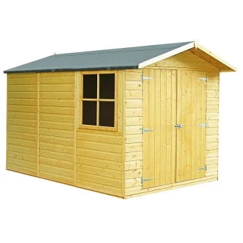 Image of Shire Guernsey Shiplap Apex Shed - 7ft x 10ft (2050mm x 2970mm) Brown Wood GUER0710DSL-1AA