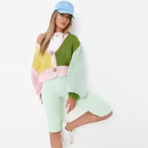 Image of Missguided Rib Longline Cycling Shorts - Green