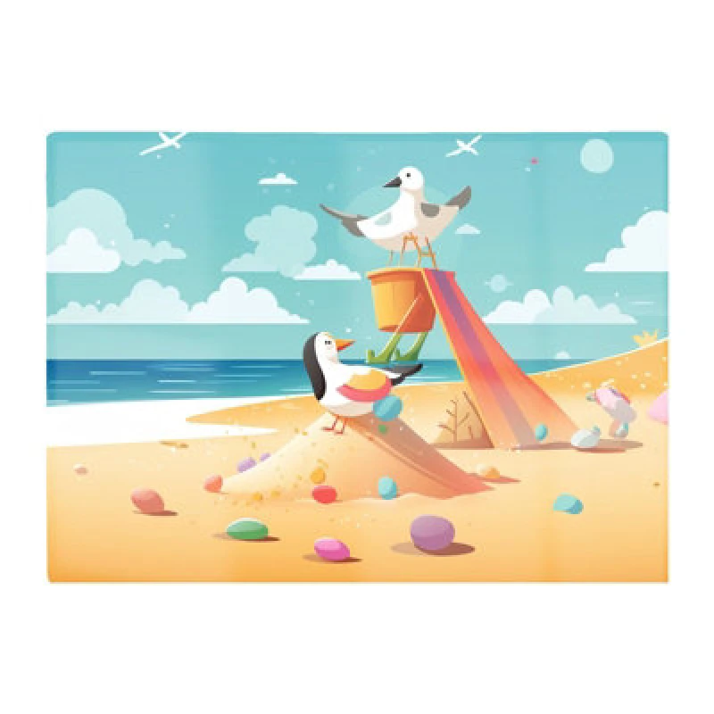 Image of Warren Reed Designer Seagulls On A Beach Holiday Glass Chopping Board