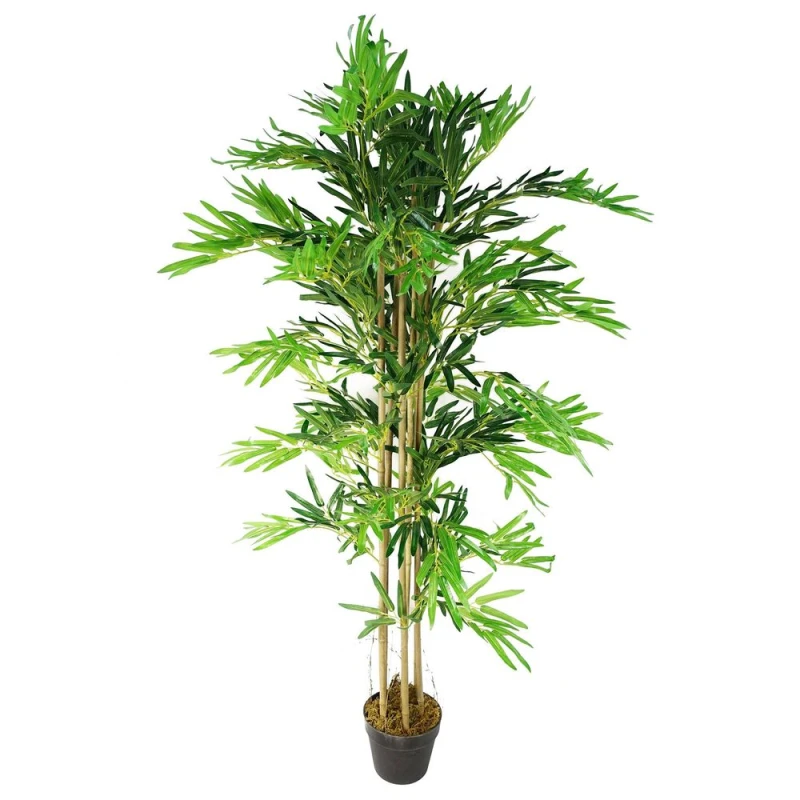 Image of Leaf Design 150cm (5ft) Artificial Bamboo Plants Trees (Natural Green)