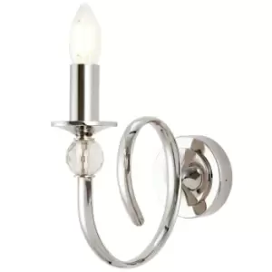 Image of Luxury Traditional Curved Arm Wall Light Bright Nickel & Crystal Dimmable Candle