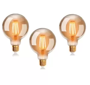Image of 6W Filament Light Bulb E27, Warm White 2200K (Pack of 3)