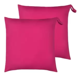 Image of Furn. Plain Outdoor Polyester Filled Floor Cushions Twin Pack Pink