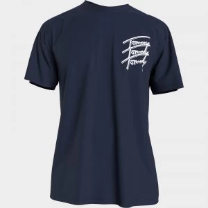 Image of Tommy Jeans Mens Repeat Script Logo T-Shirt - Twilight Navy - M