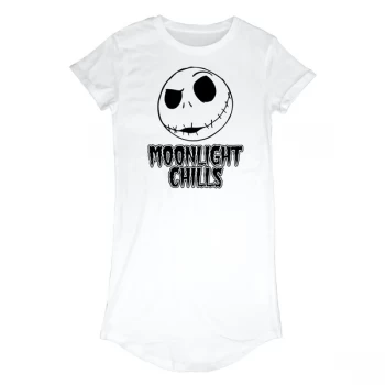 Image of Nightmare Before Christmas - Moonlight Chills Womens Medium T-Shirt Dress - White