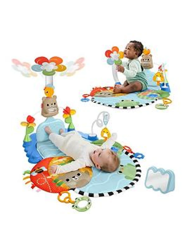 Image of Fisher-Price Baby Play Mat 3-in-1 Kick & Sway Gym Sensory Activity Toy for Newborn Developmental Play Infants Ages 0+ Months HYR60