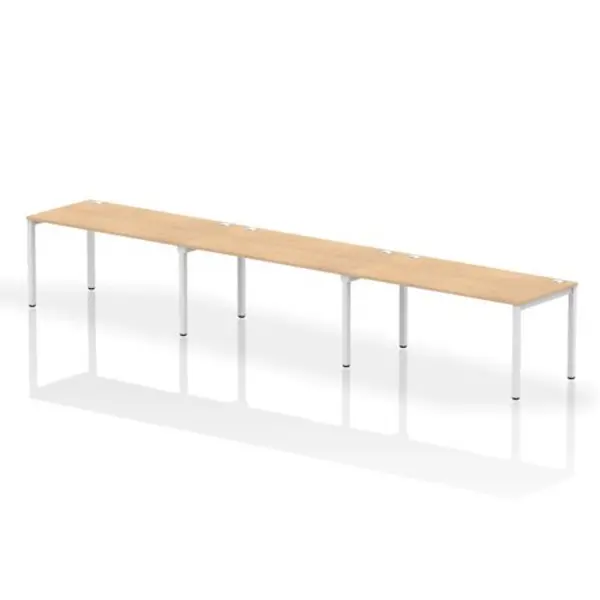Image of Impulse Bench Single Row 3 Person 1600 White Frame Office Bench Desk Maple