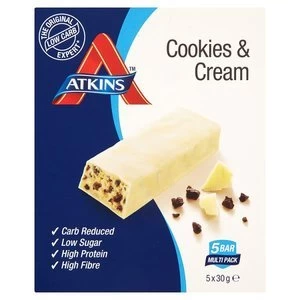 Image of Atkins Cookies and Cream 5 bars of 30g