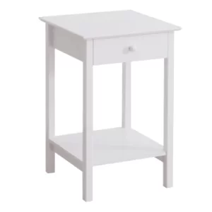 Image of HOMCOM Wooden Bedside Table Cabinet W/ Drawer Shelf Storage End Side White Night Stand
