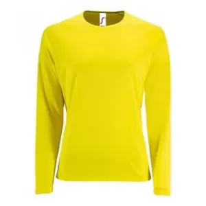 Image of SOLS Womens/Ladies Sporty Long Sleeve Performance T-Shirt (M) (Neon Yellow)